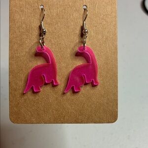 Pink Dinosaur Earrings